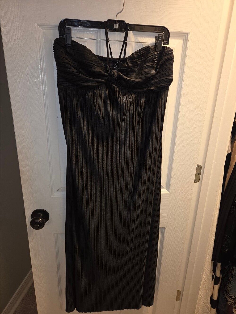 Vici Black Strapless Pleated Maxi Dress - Elegant Evening Wear